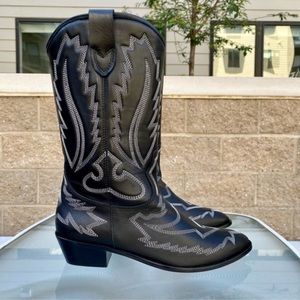 Free People Toral Cross Your Heart Western Boots Black Leather